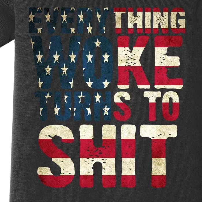 Everything Woke Turns To Shit USA Flag Baby Bodysuit