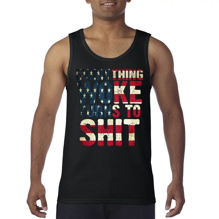 Everything Woke Turns To Shit USA Flag Tank Top