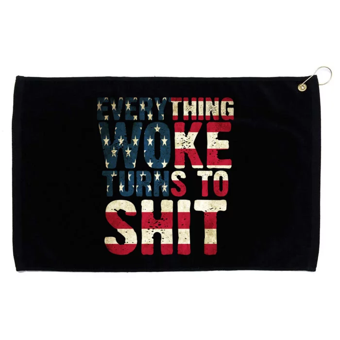 Everything Woke Turns To Shit USA Flag Grommeted Golf Towel