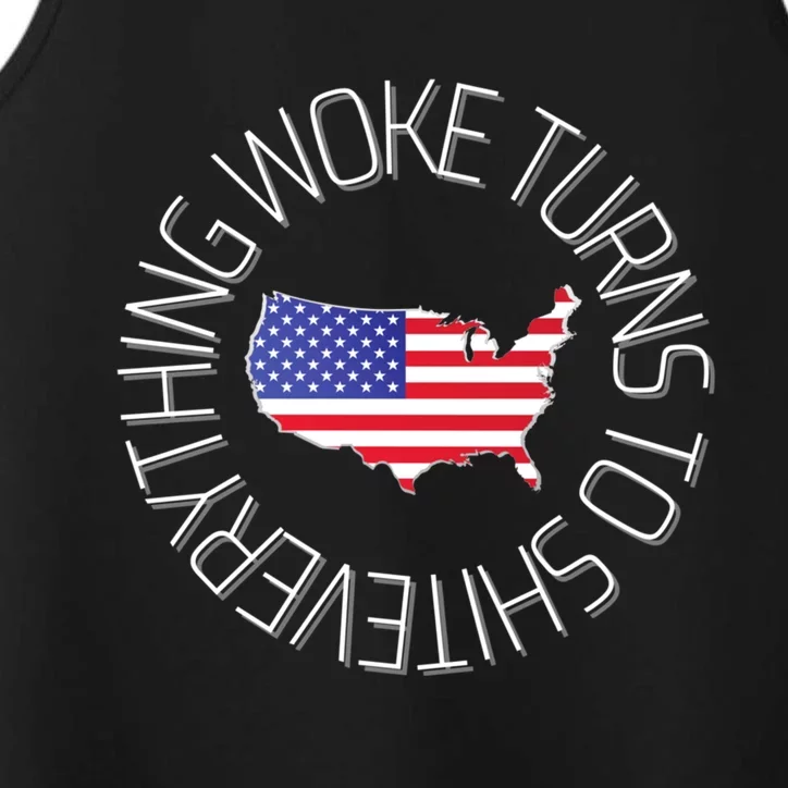 Everything Woke Turns To Shit Trump 2024 Usa Flag Gift Performance Tank