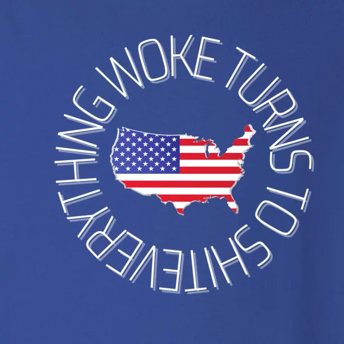 Everything Woke Turns To Shit Trump 2024 Usa Flag Gift Toddler Long Sleeve Shirt