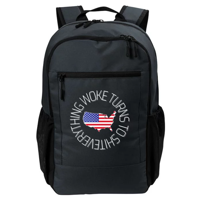 Everything Woke Turns To Shit Trump 2024 Usa Flag Gift Daily Commute Backpack