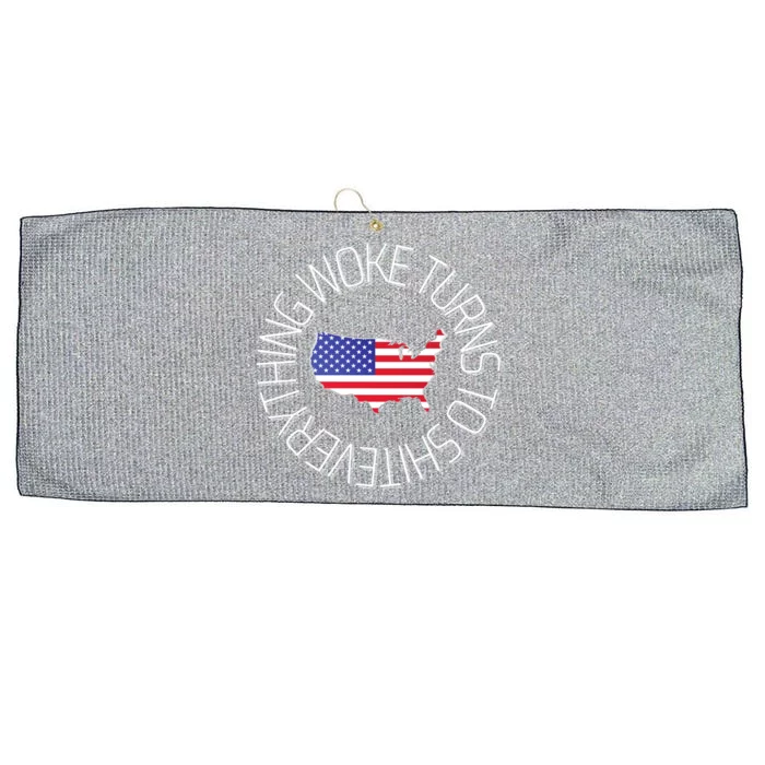 Everything Woke Turns To Shit Trump 2024 Usa Flag Gift Large Microfiber Waffle Golf Towel