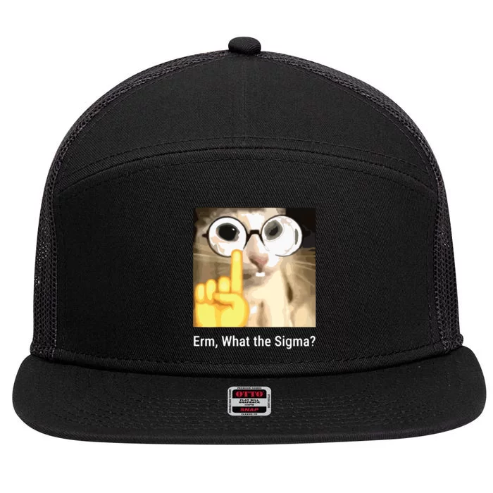 Erm What The Sigma Cat Meme 7 Panel Mesh Trucker Snapback Hat