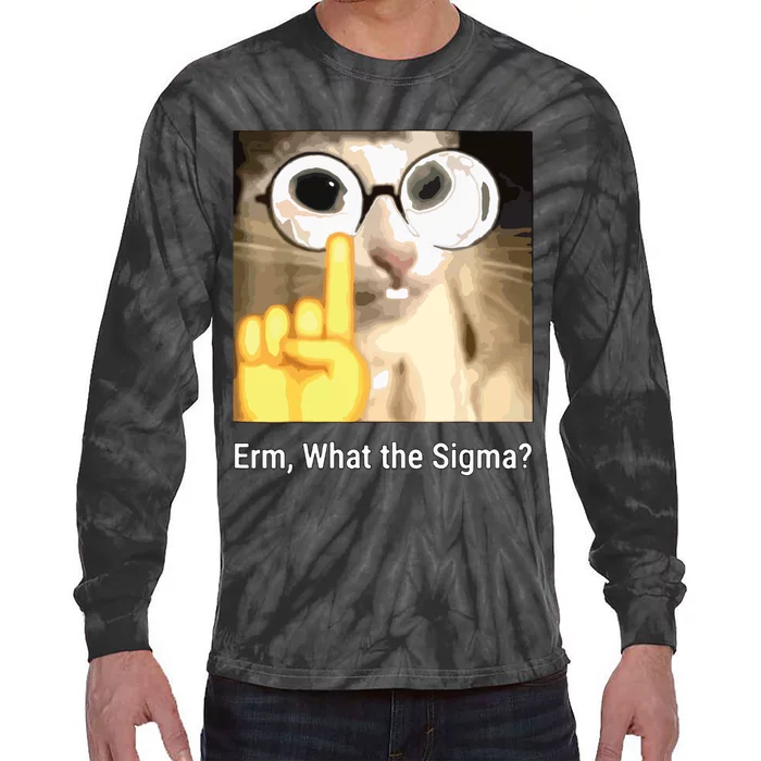 Erm What The Sigma Cat Meme Tie-Dye Long Sleeve Shirt