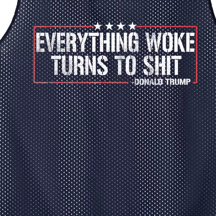 Everything Woke Turns To Shit Donald Trump Funny Political Meme Shirt Political Mesh Reversible Basketball Jersey Tank