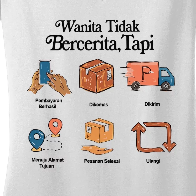 Eros Wanita Tidak Bercerita Tapi Women's V-Neck T-Shirt