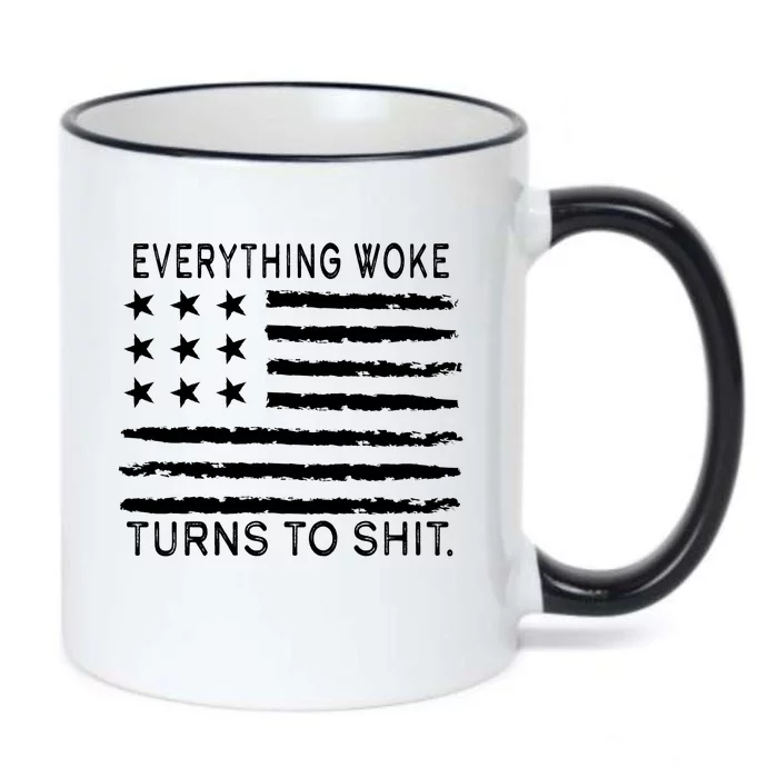 Everything Woke Turns To Shit American Flag Black Color Changing Mug