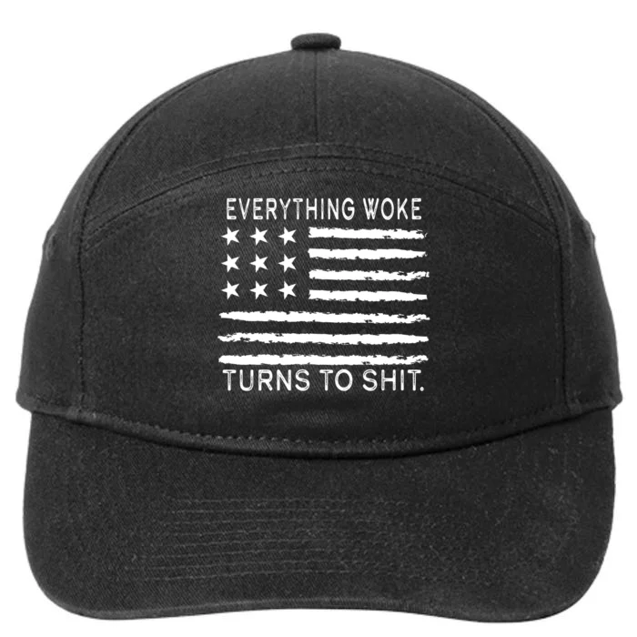 Everything Woke Turns To Shit American Flag 7-Panel Snapback Hat