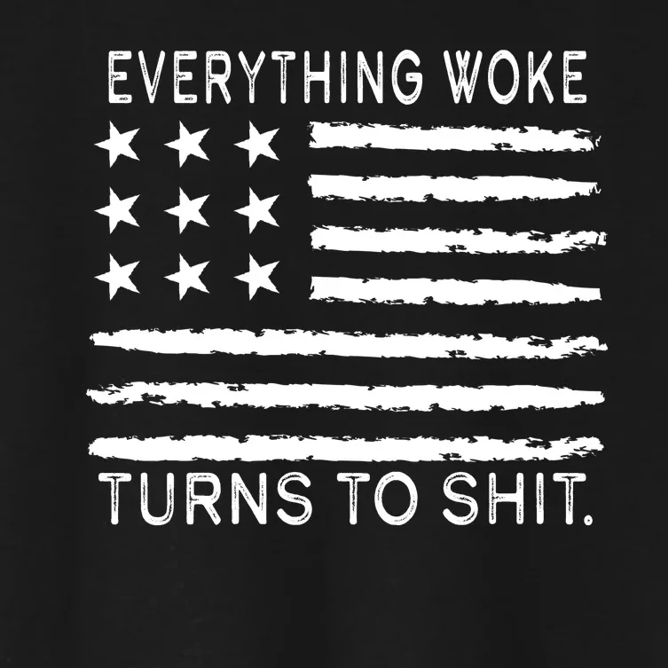 Everything Woke Turns To Shit American Flag Women's Crop Top Tee