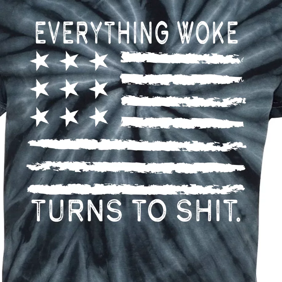 Everything Woke Turns To Shit American Flag Kids Tie-Dye T-Shirt