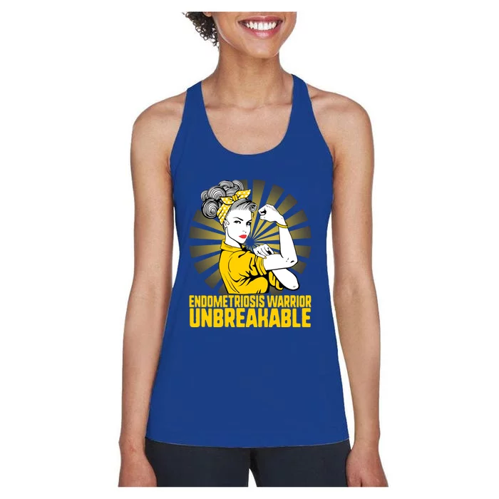 Endometriosis Warrior Unbreakable Endometriosis Awareness Meaningful Gift Women's Racerback Tank