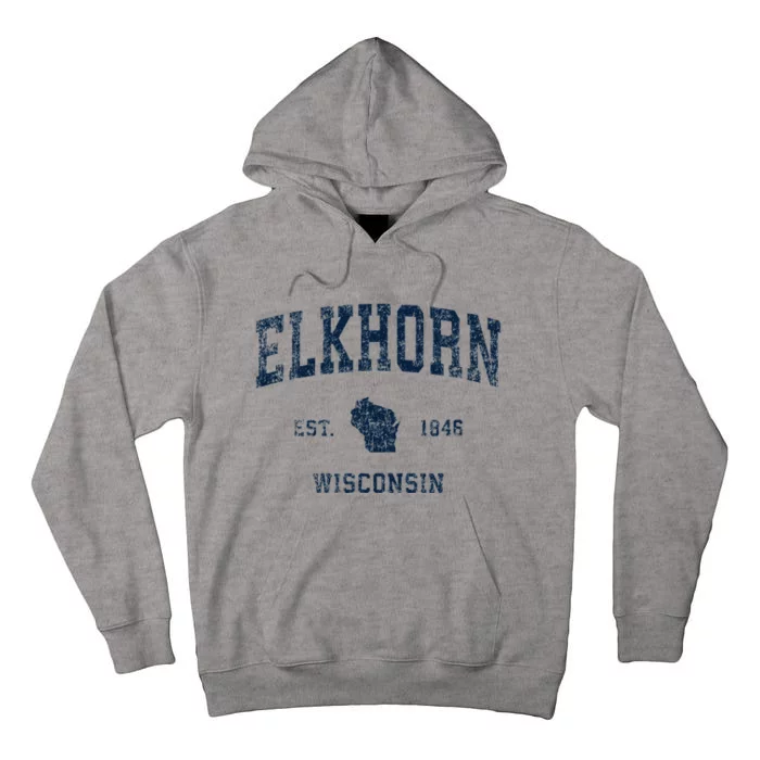 Elkhorn Wisconsin Wi Vintage Sports Design Tall Hoodie