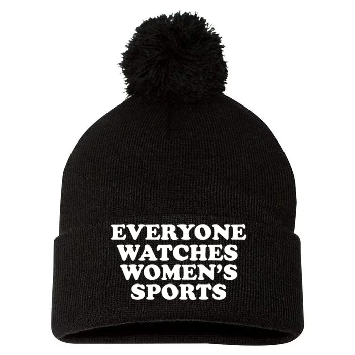 Everyone Watches Women Sports Funny Pom Pom 12in Knit Beanie