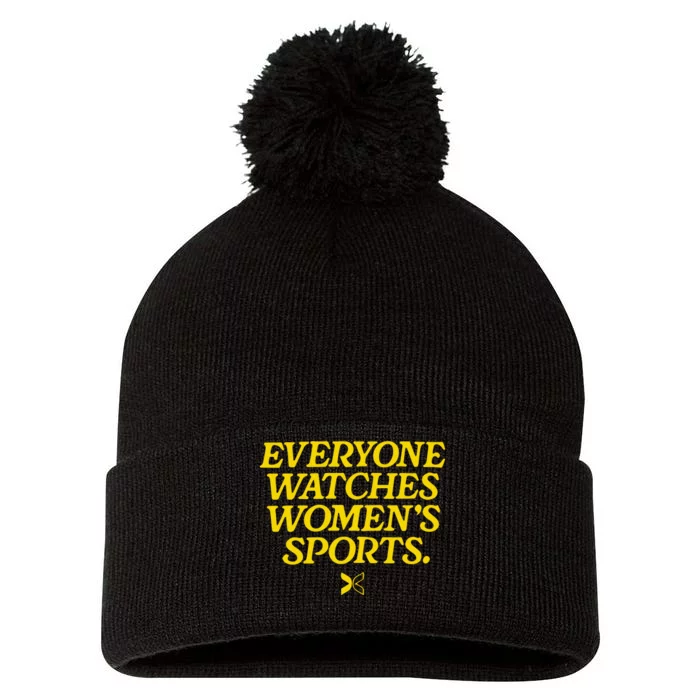 Everyone Watches Womens Sports Pom Pom 12in Knit Beanie