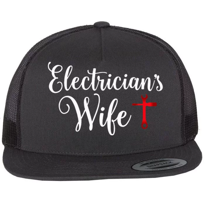 Electricians Wife who loves Funny Electrician Husband Flat Bill Trucker Hat