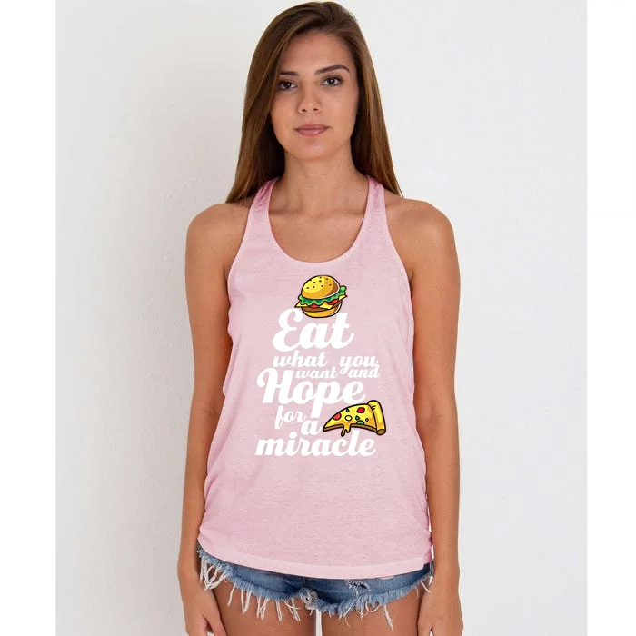 Eat What You Want Funny Diet Plan For Fast Food Lover Gift Women's Knotted Racerback Tank