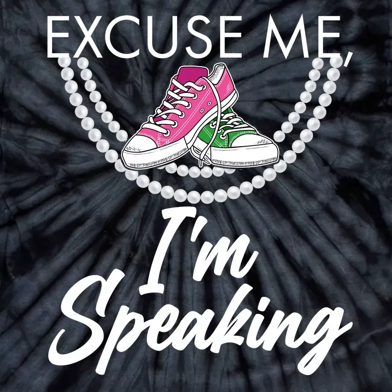 Excuse Me I'm Speaking Pearls and Converse Kamala Harris AKA Tie-Dye T-Shirt