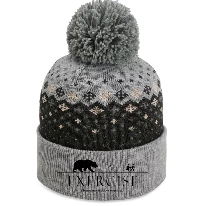 Exercise Some Motivation Required Running from Bear The Baniff Cuffed Pom Beanie