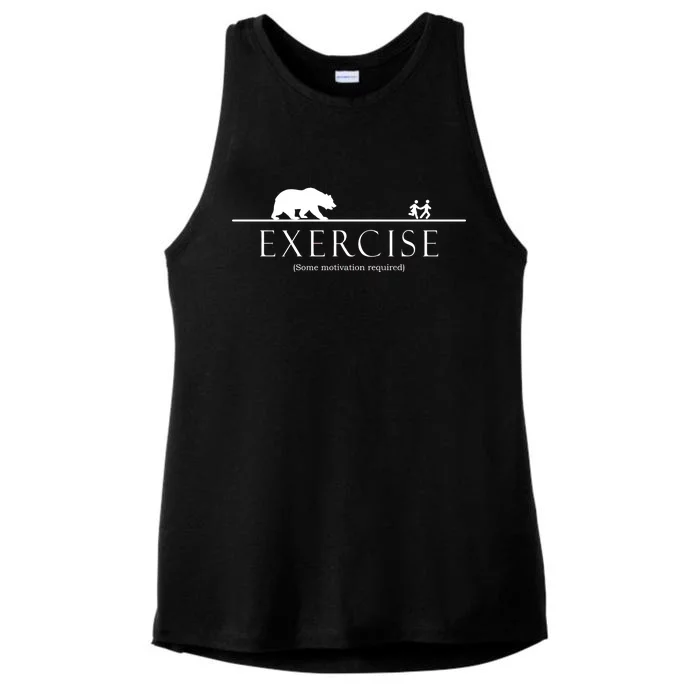 Exercise Some Motivation Required Running from Bear Ladies Tri-Blend Wicking Tank