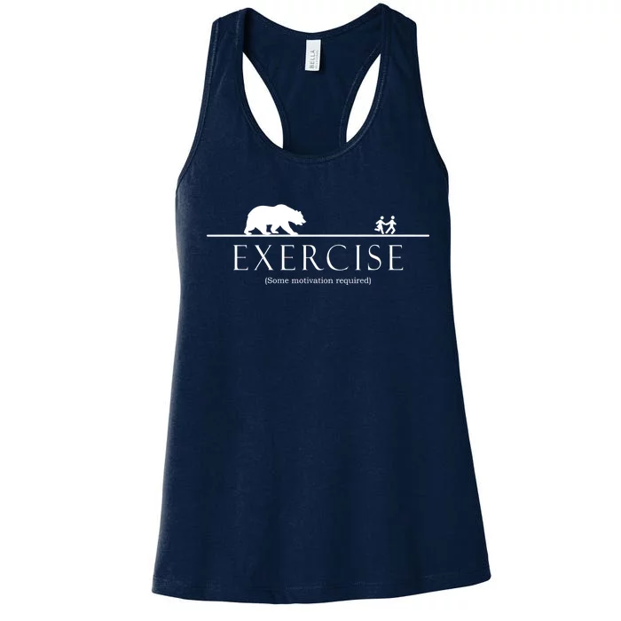 Exercise Some Motivation Required Running from Bear Women's Racerback Tank