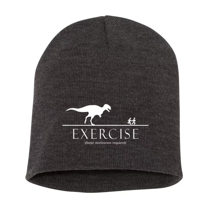 Exercise Some Motivation Required Running from T-Rex Short Acrylic Beanie