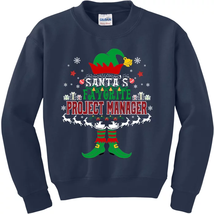 Elf Xmas Gift SantaS Favorite Project Manager Ugly Sweater Kids Sweatshirt