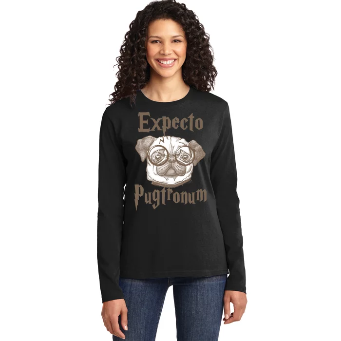 Expecto Pugtronum Funny Pug Ladies Long Sleeve Shirt