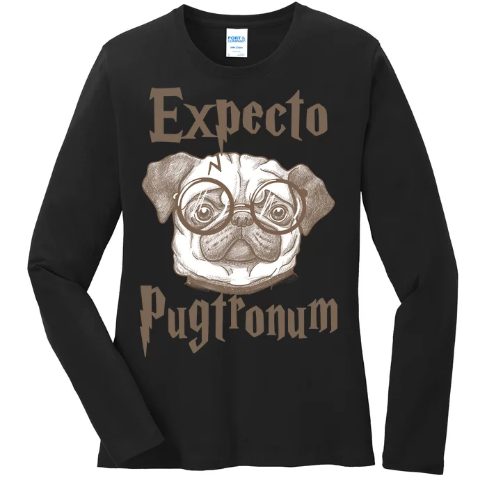 Expecto Pugtronum Funny Pug Ladies Long Sleeve Shirt