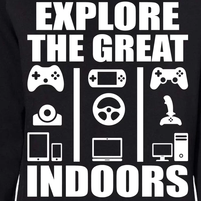 Explore The Great Indoors Funny Video Game Womens California Wash Sweatshirt