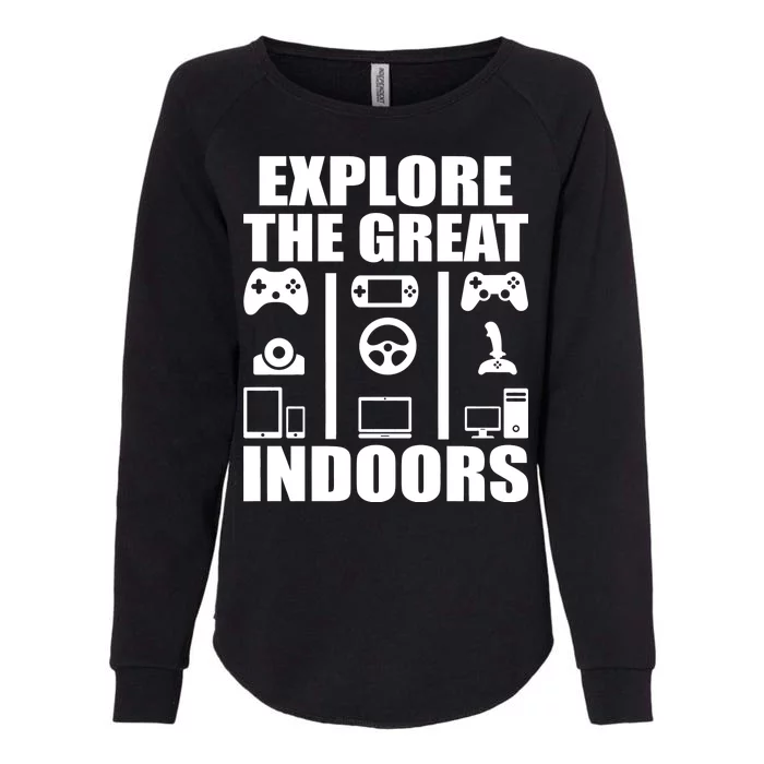 Explore The Great Indoors Funny Video Game Womens California Wash Sweatshirt