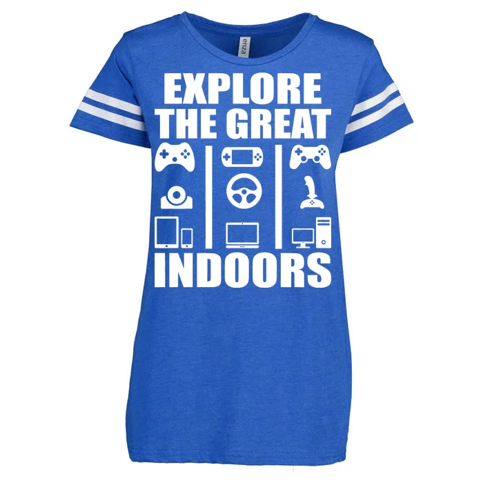 Explore The Great Indoors Funny Video Game Enza Ladies Jersey Football T-Shirt