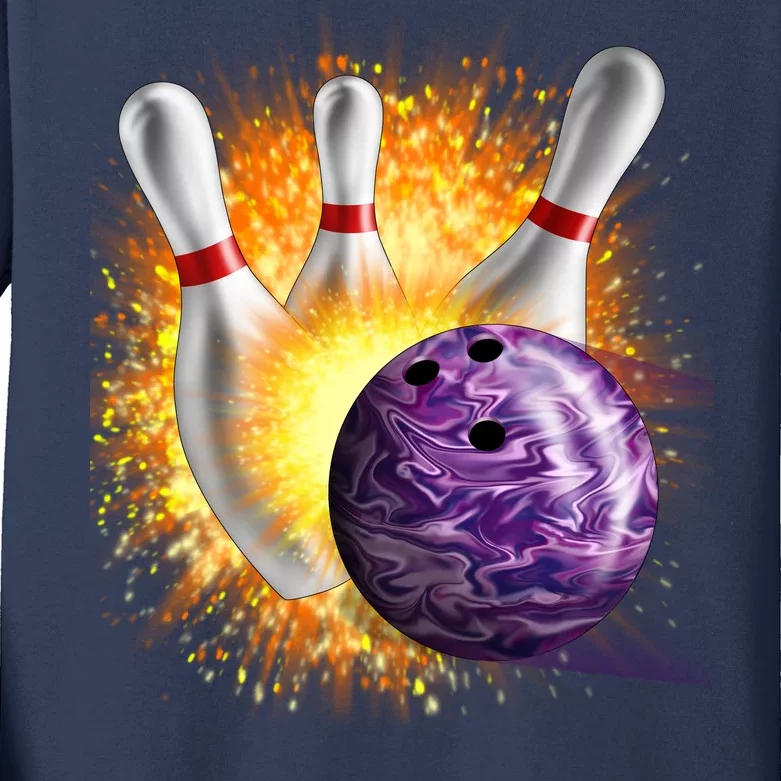 Explosive Spare Hit Bowling Kids Long Sleeve Shirt