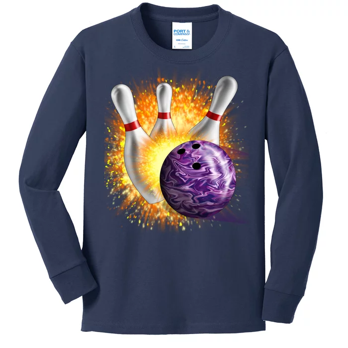 Explosive Spare Hit Bowling Kids Long Sleeve Shirt