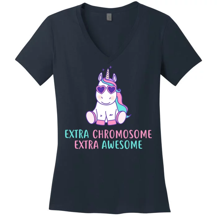 Extra Chromosome Awesome Down Syndrome Women's V-Neck T-Shirt