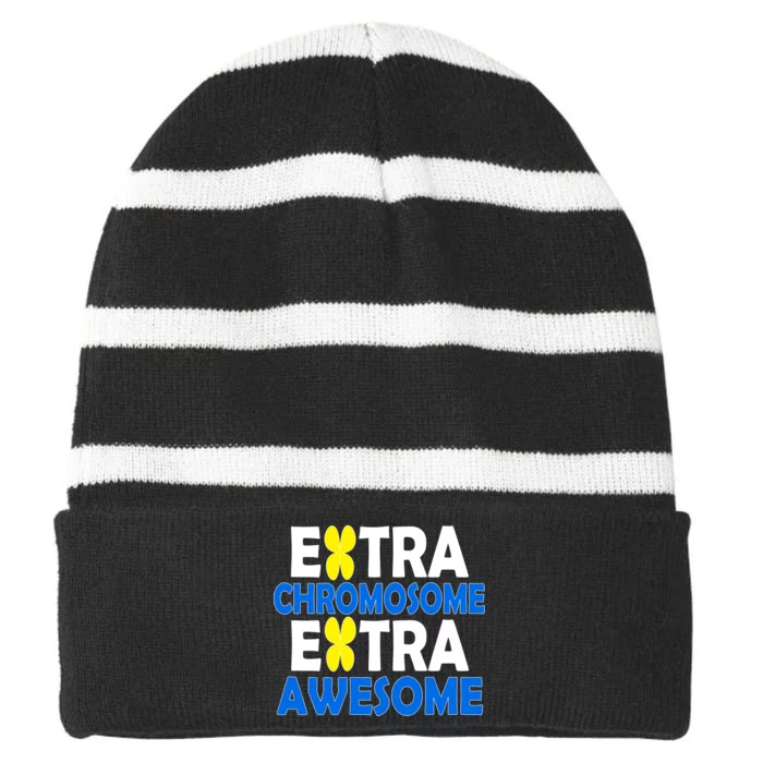 Extra Chromosome Extra Awesome Striped Beanie with Solid Band