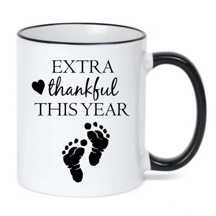 Extra Thankful This Year Pregnancy Black Color Changing Mug