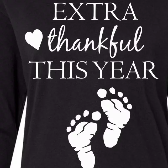 Extra Thankful This Year Pregnancy Womens Cotton Relaxed Long Sleeve T-Shirt