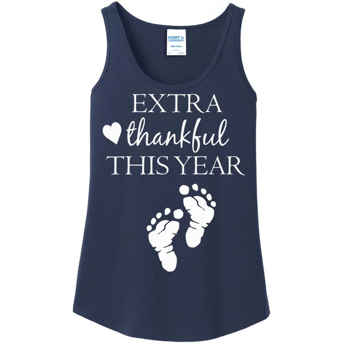 Extra Thankful This Year Pregnancy Ladies Essential Tank