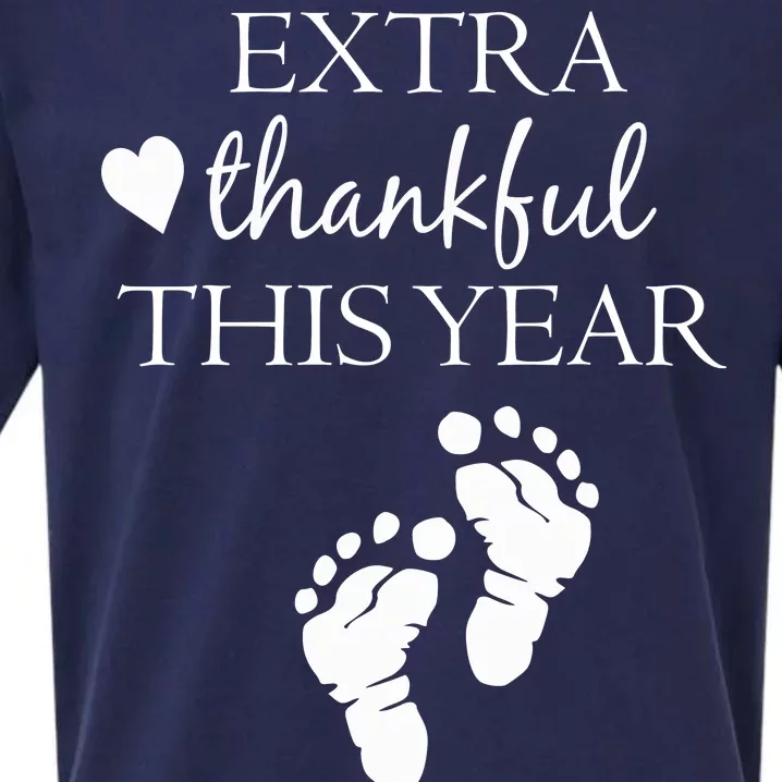 Extra Thankful This Year Pregnancy Sueded Cloud Jersey T-Shirt