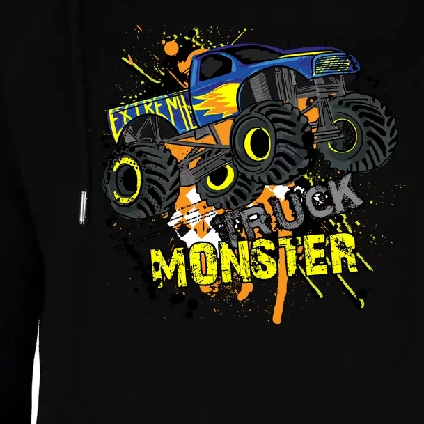 Extreme Monster Truck Womens Funnel Neck Pullover Hood