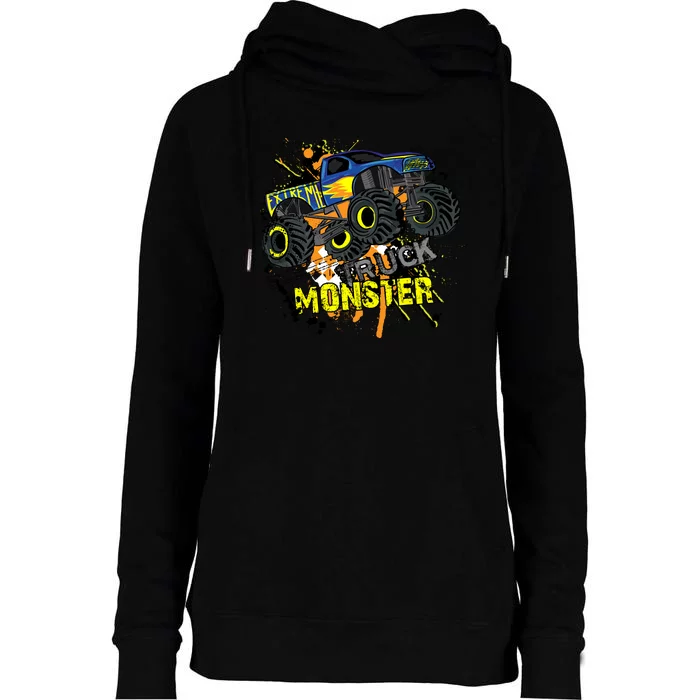 Extreme Monster Truck Womens Funnel Neck Pullover Hood