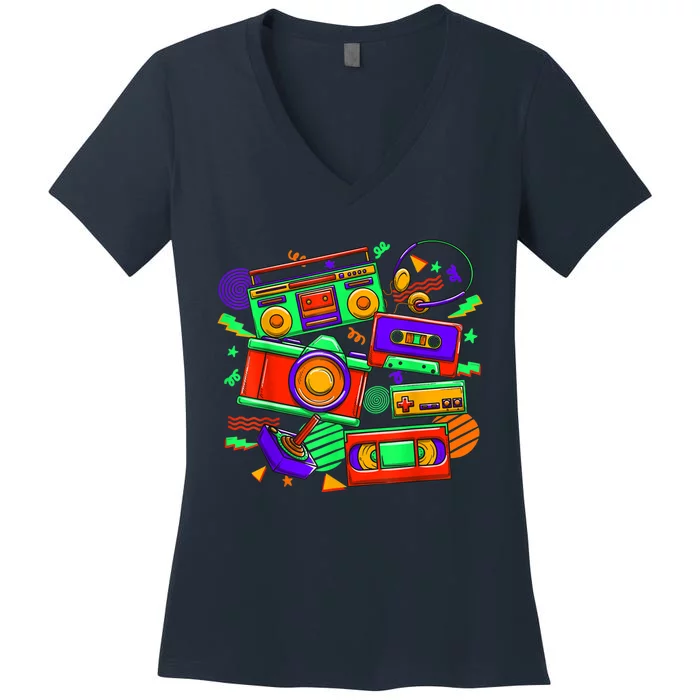 Eighties Year 1980 80's Retro Era 80's Vibe Women's V-Neck T-Shirt