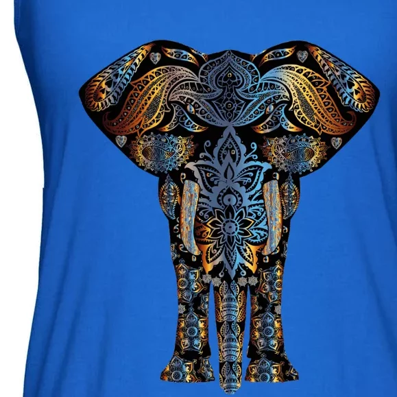 Elephant Yoga Animal Print Art Tee Cool Gift Ladies Essential Flowy Tank