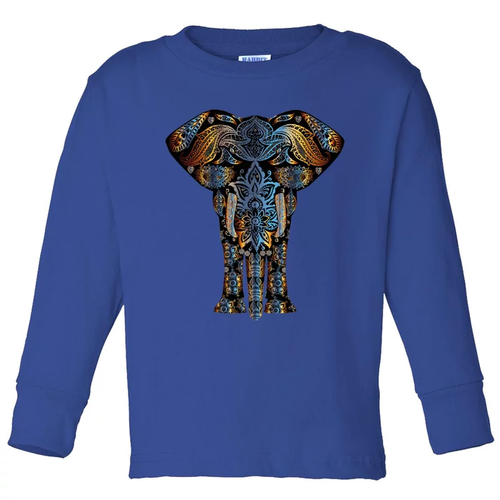 Elephant Yoga Animal Print Art Tee Cool Gift Toddler Long Sleeve Shirt