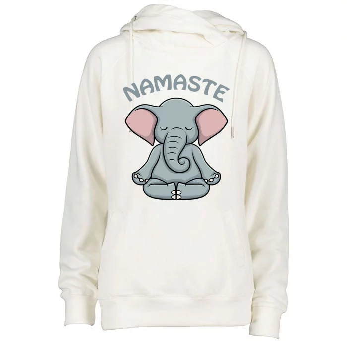 Elephant Yoga Funny Gift Funny Elephant Namaste Hatha Yoga Gift Womens Funnel Neck Pullover Hood