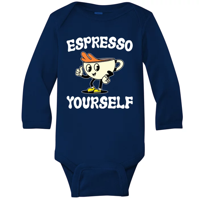 Espresso Yourself Funny Coffee Lover Baby Long Sleeve Bodysuit