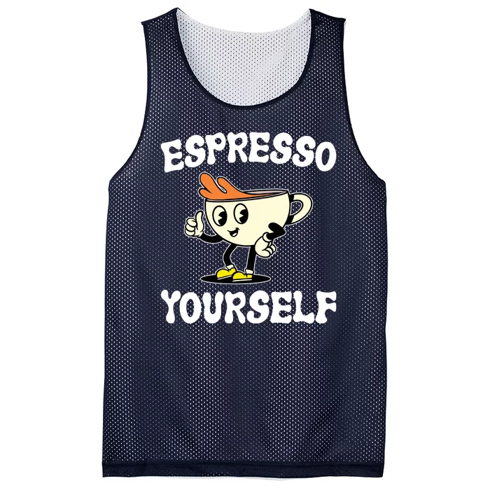 Espresso Yourself Funny Coffee Lover Mesh Reversible Basketball Jersey Tank