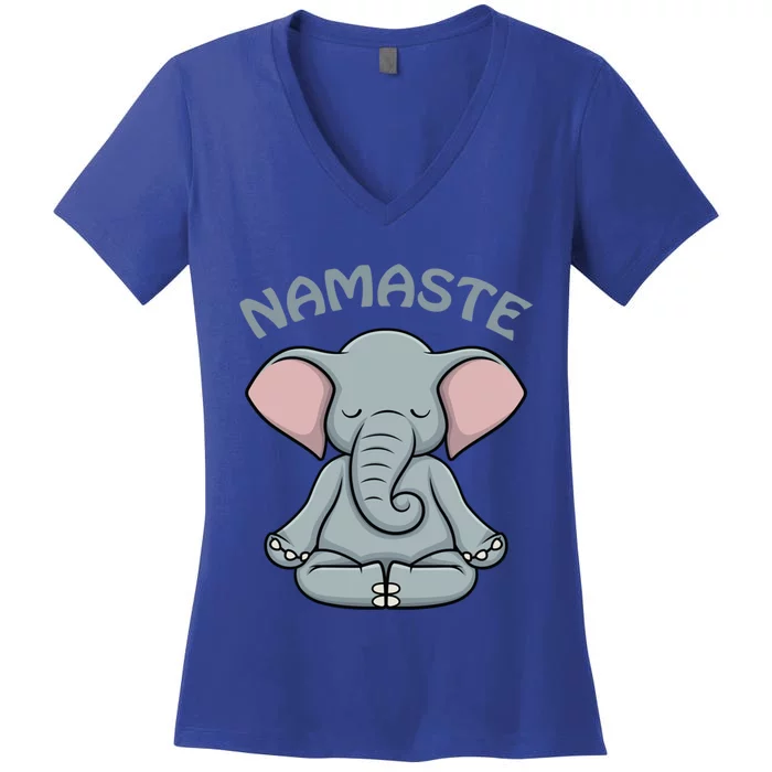 Elephant Yoga Funny Gift Funny Elephant Namaste Hatha Yoga Cool Gift Women's V-Neck T-Shirt