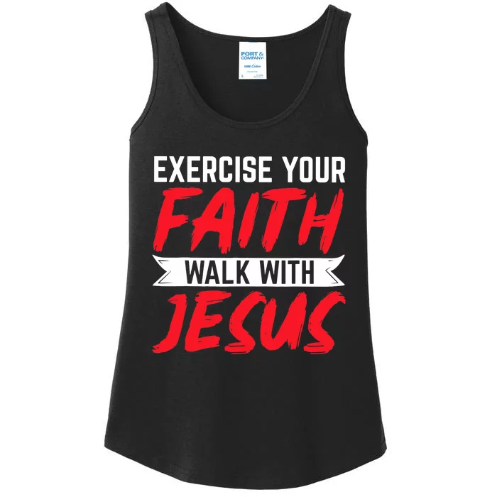 Exercise Your Faith Walk With Jesus Christian Religious Ladies Essential Tank